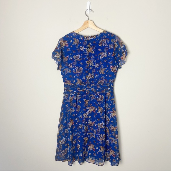 NWT Sam Edelman Blue Paisley Print Short Sleeve Mini Dress - Picture 8 of 8